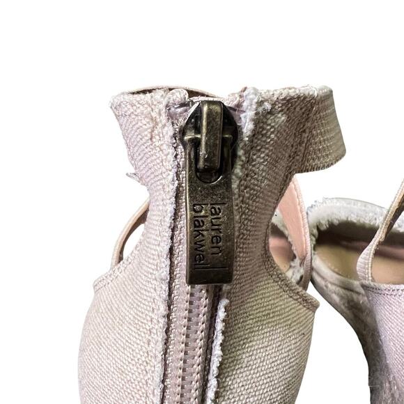 Lauren Blakwell Lizzie Wedge Sandal Frayed Canvas Espadrille Strappy Womans US 7 - Picture 10 of 10